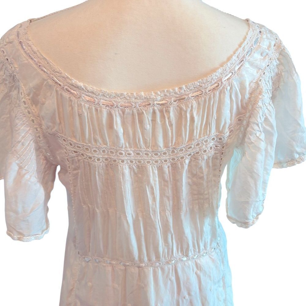 LoveShackFancy Embroidered White White Lace Midi Dress Size Large - Picture 6 of 6